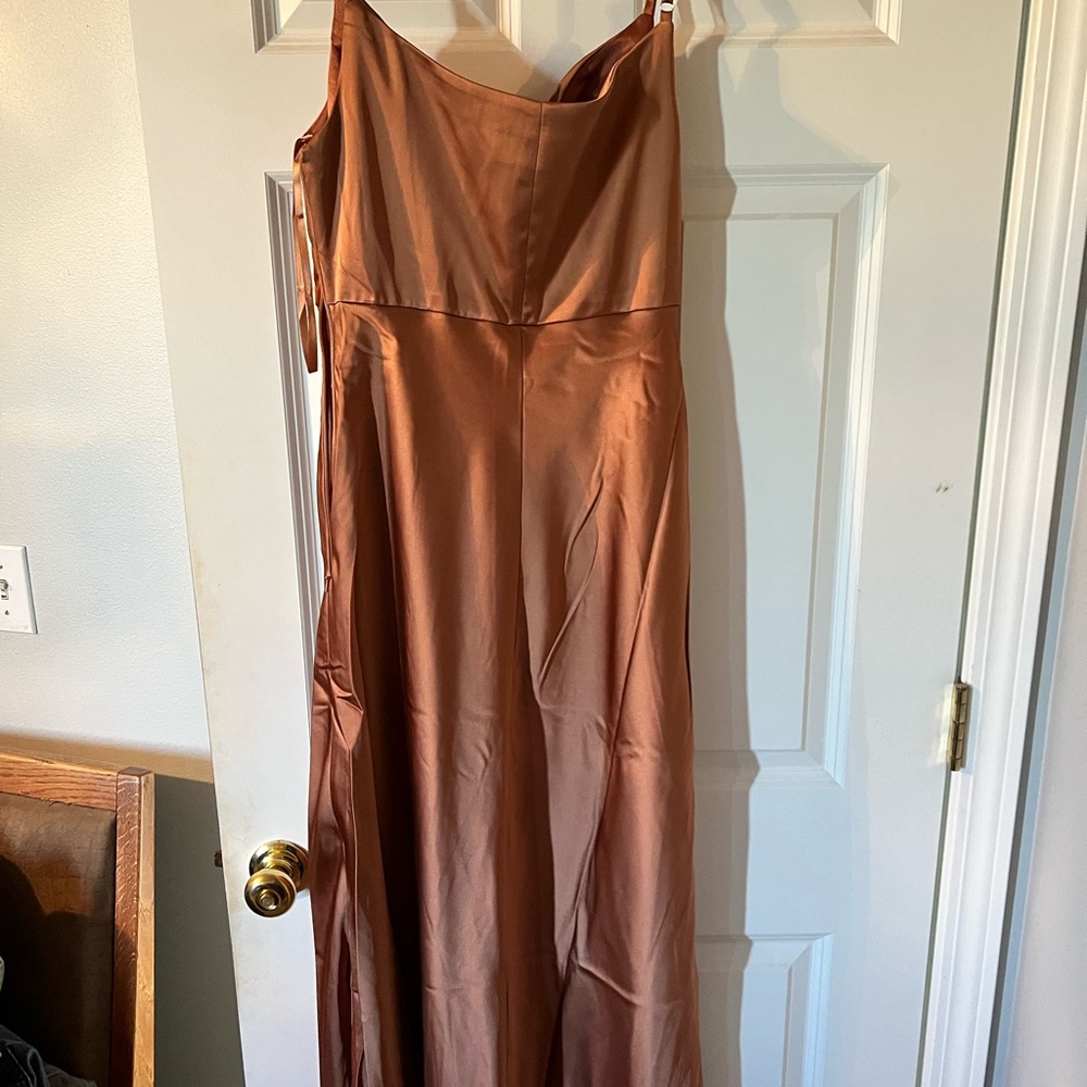 Revelry Copper Satin Maxi Dress - Picture 2 of 4